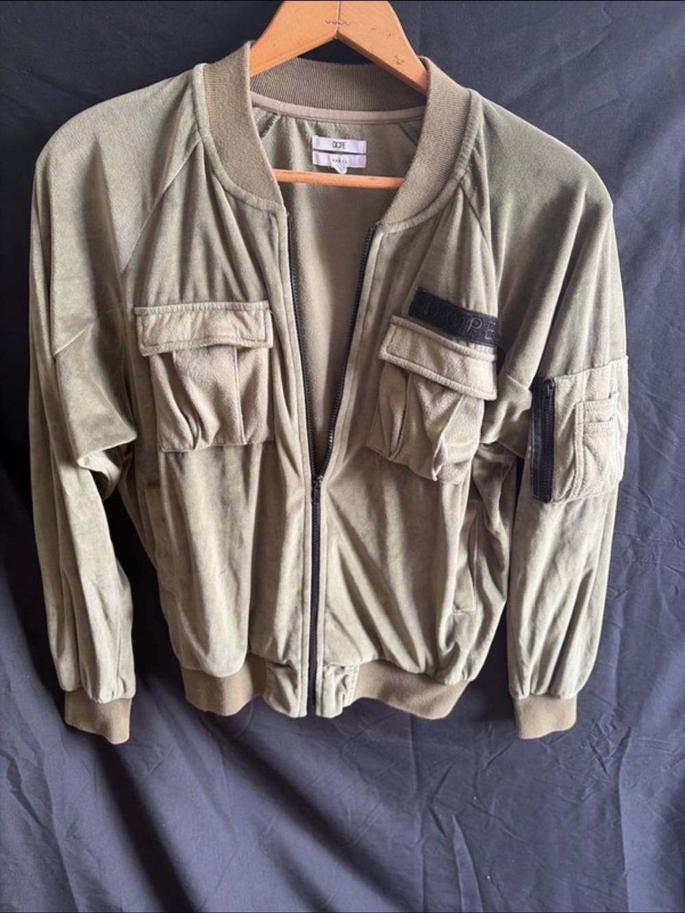 DOPE Olive Bomber Jacket with Utility Pockets